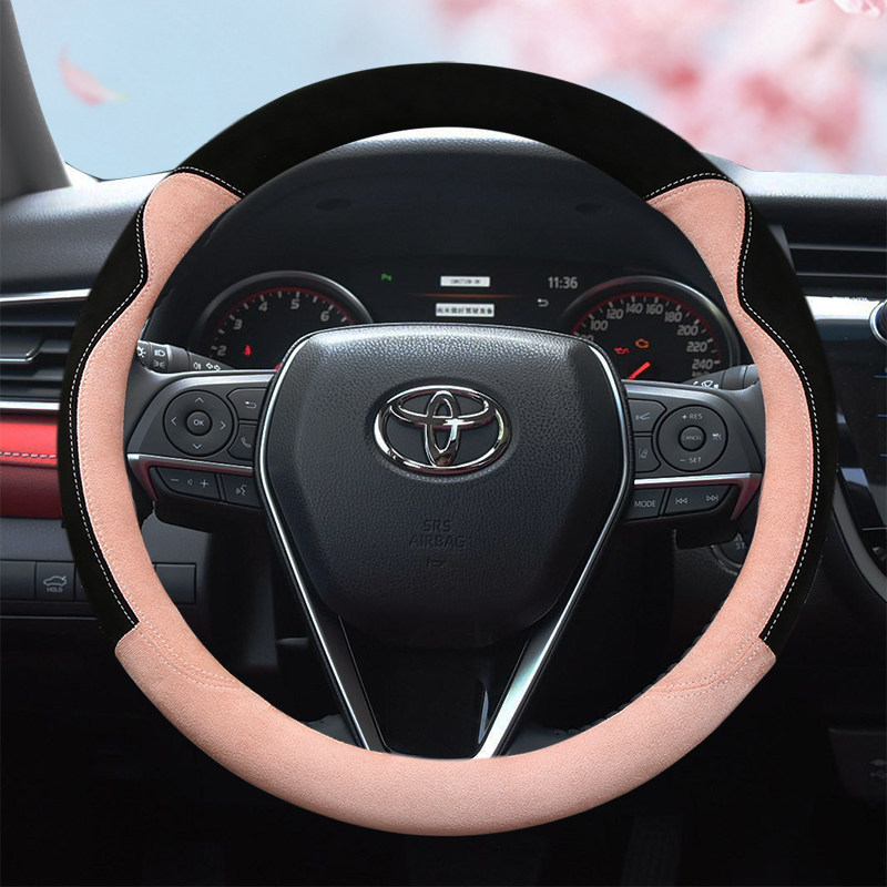 适用于丰田卡罗拉雷凌RAV4荣放威驰凯美瑞冬季毛绒方向盘套鹿皮绒