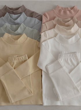 磨毛棉半高领家居服套装打底秋衣