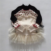 AOSTA 网纱公主娃娃衫 韩国进口婴幼童装 女童可爱甜美裙边上衣衬衫