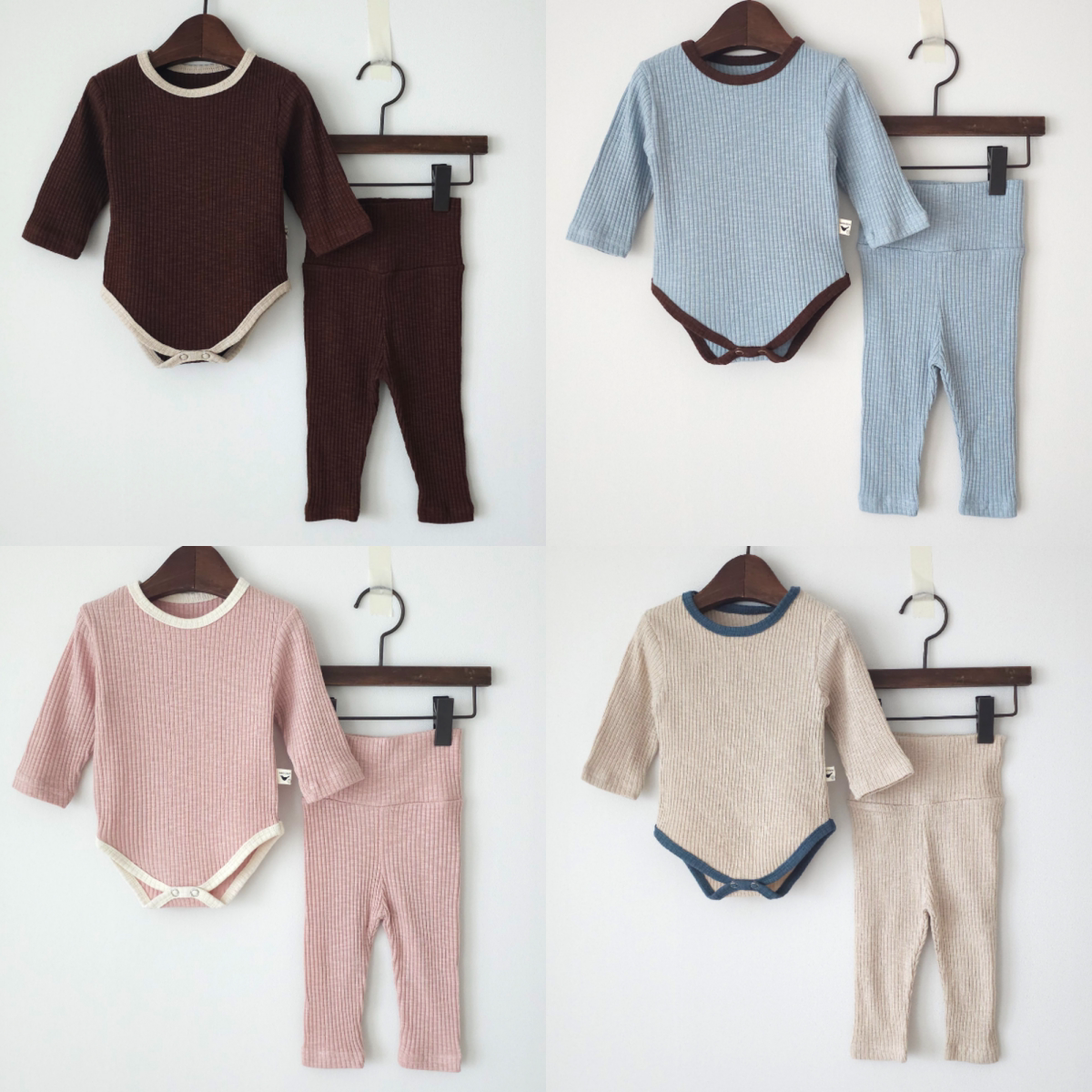 韩国进口婴儿家居服连体衣高腰护肚裤套装宝宝春秋三角爬服哈衣