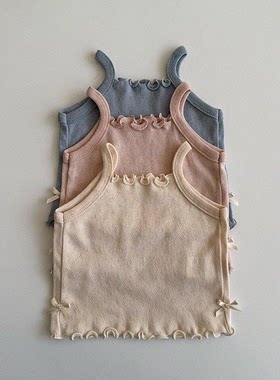 韩国进口婴幼童装纯棉柔软吊带背心AOSTA女宝宝夏装无袖打底衫