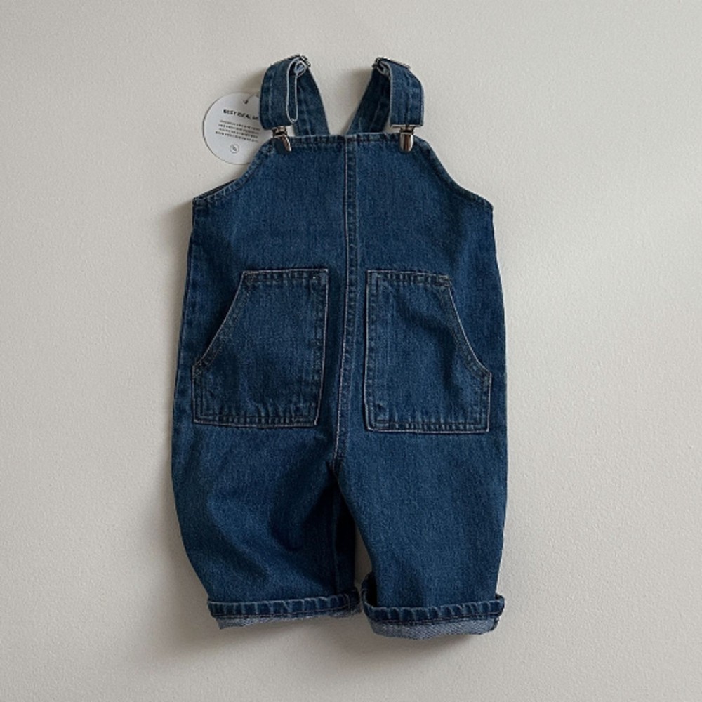 韩国进口童装时尚韩版休闲牛仔背带裤春秋个性口袋连体裤MiniRobe