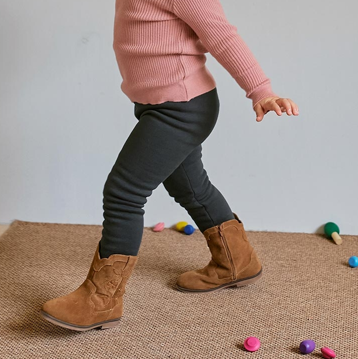 韩国进口童装简约纯色百搭加绒打底裤男女童冬季保暖秋裤Amber