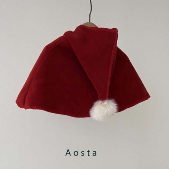 现货韩国进口童装AOSTA红色斗篷男女宝宝圣诞新年款连帽披风披肩