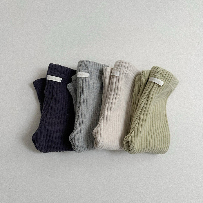 韩国进口婴幼童装秋冬加厚弹力坑条打底裤MiniRobe可外穿紧身长裤