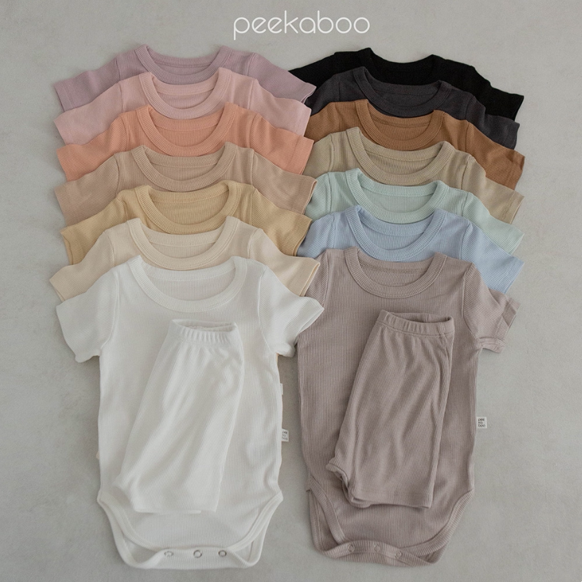 韩国婴儿柔软短袖家居服连体衣套装PEEKABOO清凉舒服爬服大PP裤子
