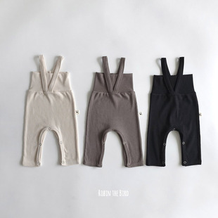 韩国进口婴幼儿男女宝宝柔软高腰护肚背带裤春秋可爱洋气举重裤