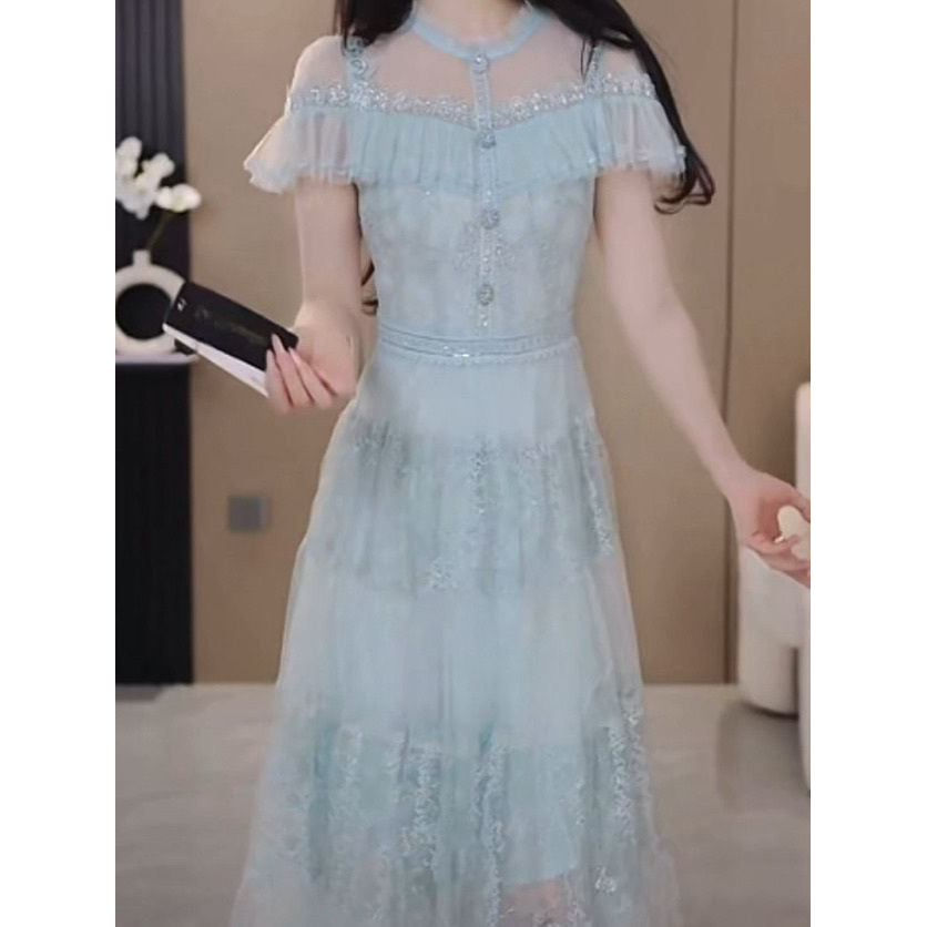 2026夏季新款时尚显瘦薄款甜美裙子气质优雅法式显瘦冰莉丝连衣裙