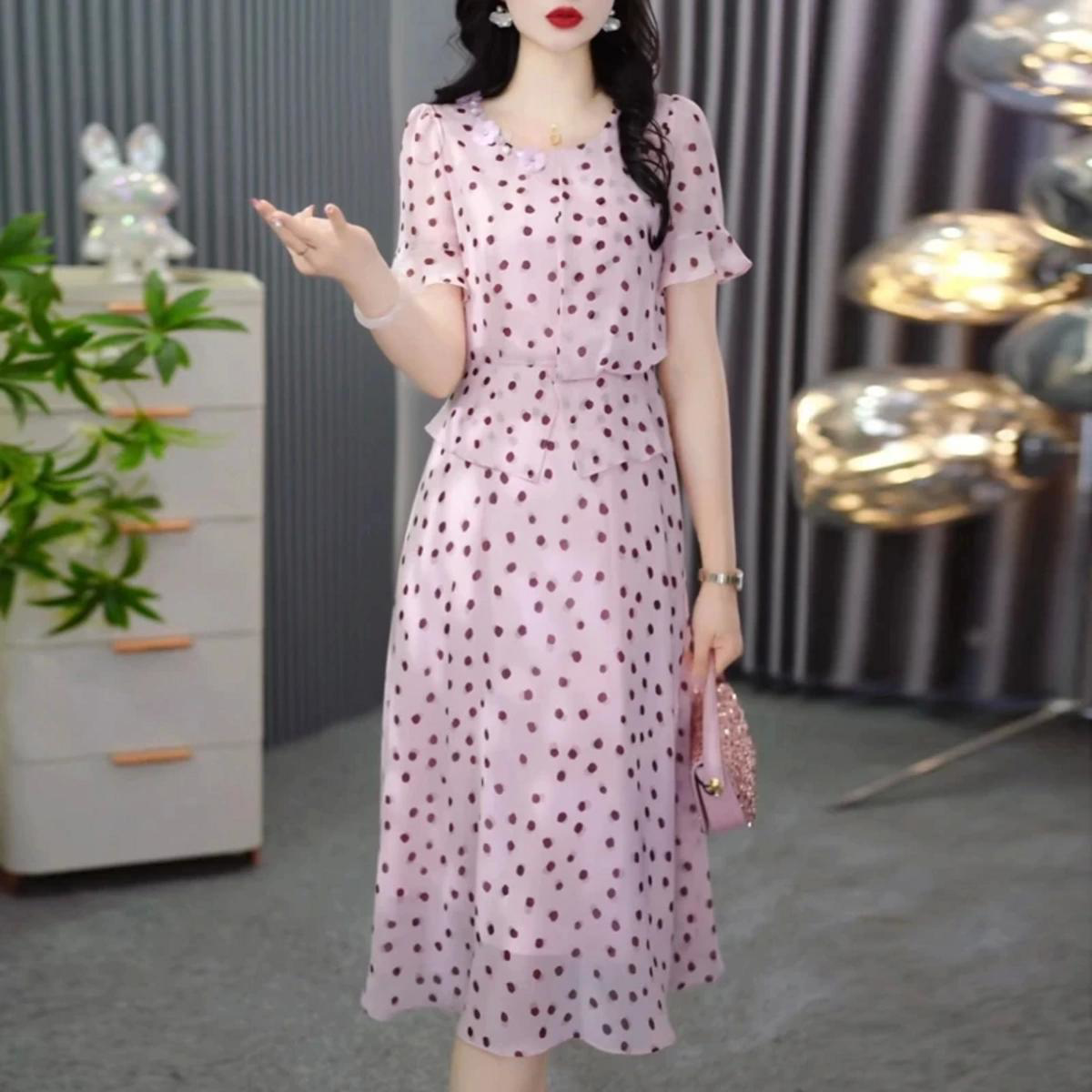2026夏季绝美不撞款减龄轻奢感裙子法式波点女人味连衣裙衣服
