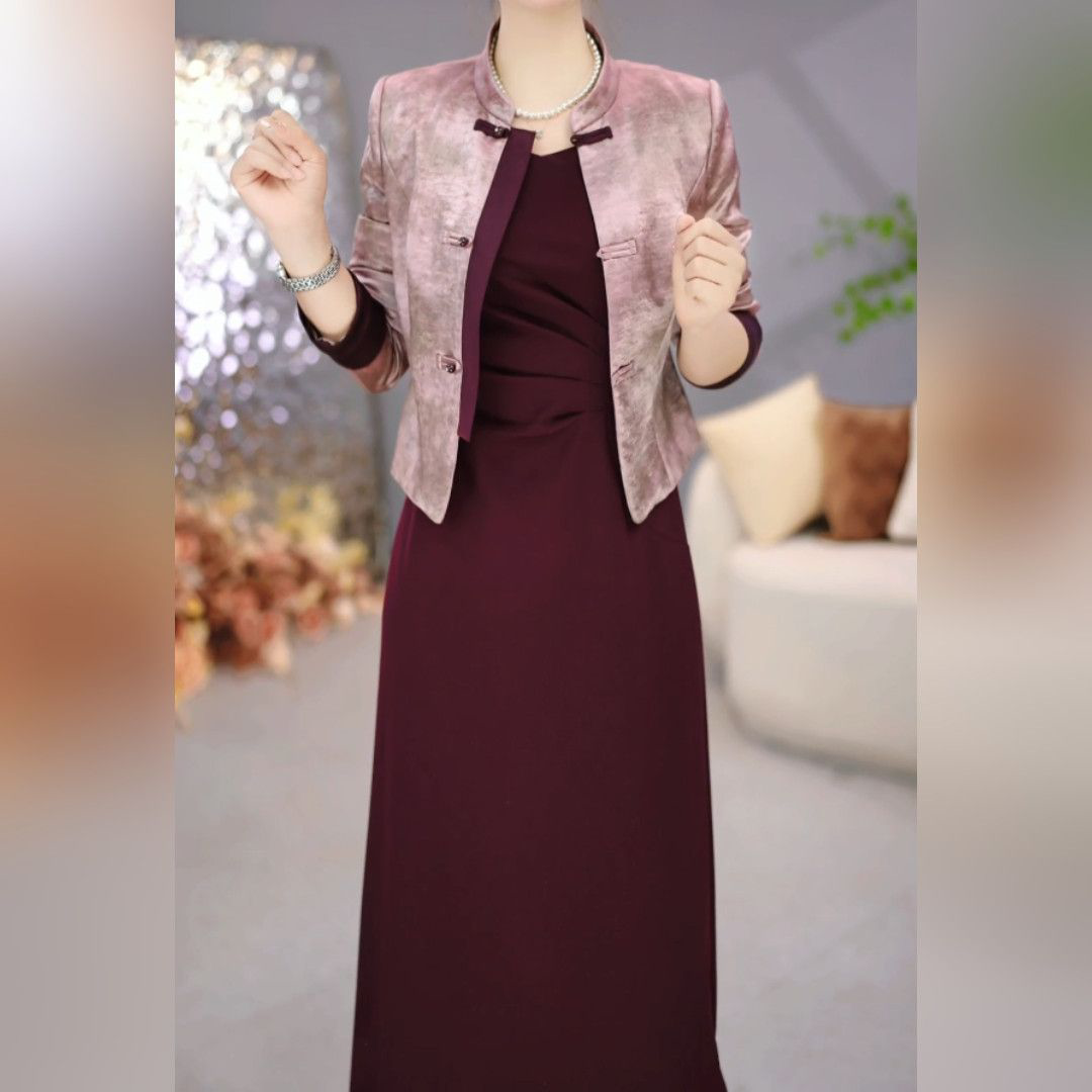 2026春季新款妈妈气质高贵优雅连衣裙两件套新中式国风时尚套装女