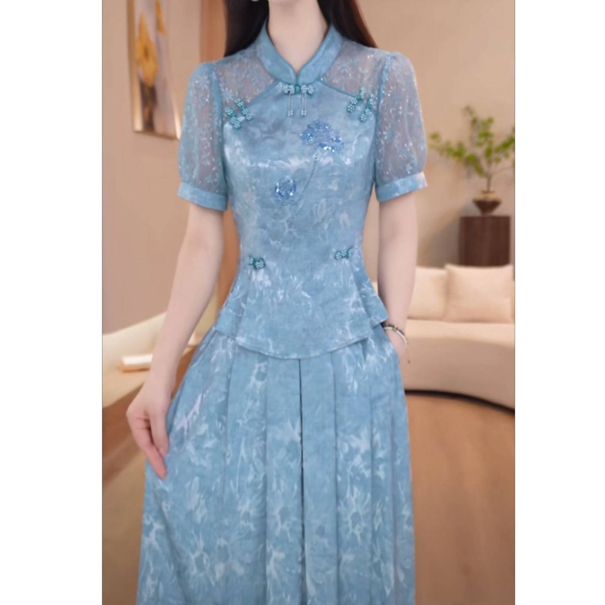2026年夏季高端连衣裙套装新款复古典雅中国风高端时尚两件套套装