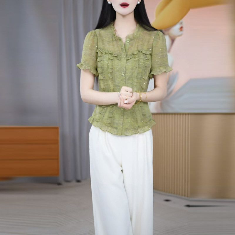 2026年夏季新款设计感镂空时尚百搭上衣+裤子休闲两件套装M-4XL