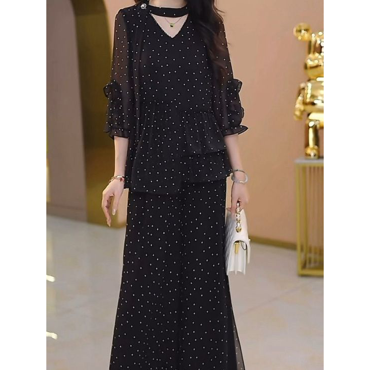 2026春夏新款气质减龄显瘦休闲洋气套装时尚云柔丝两件套上衣裤子