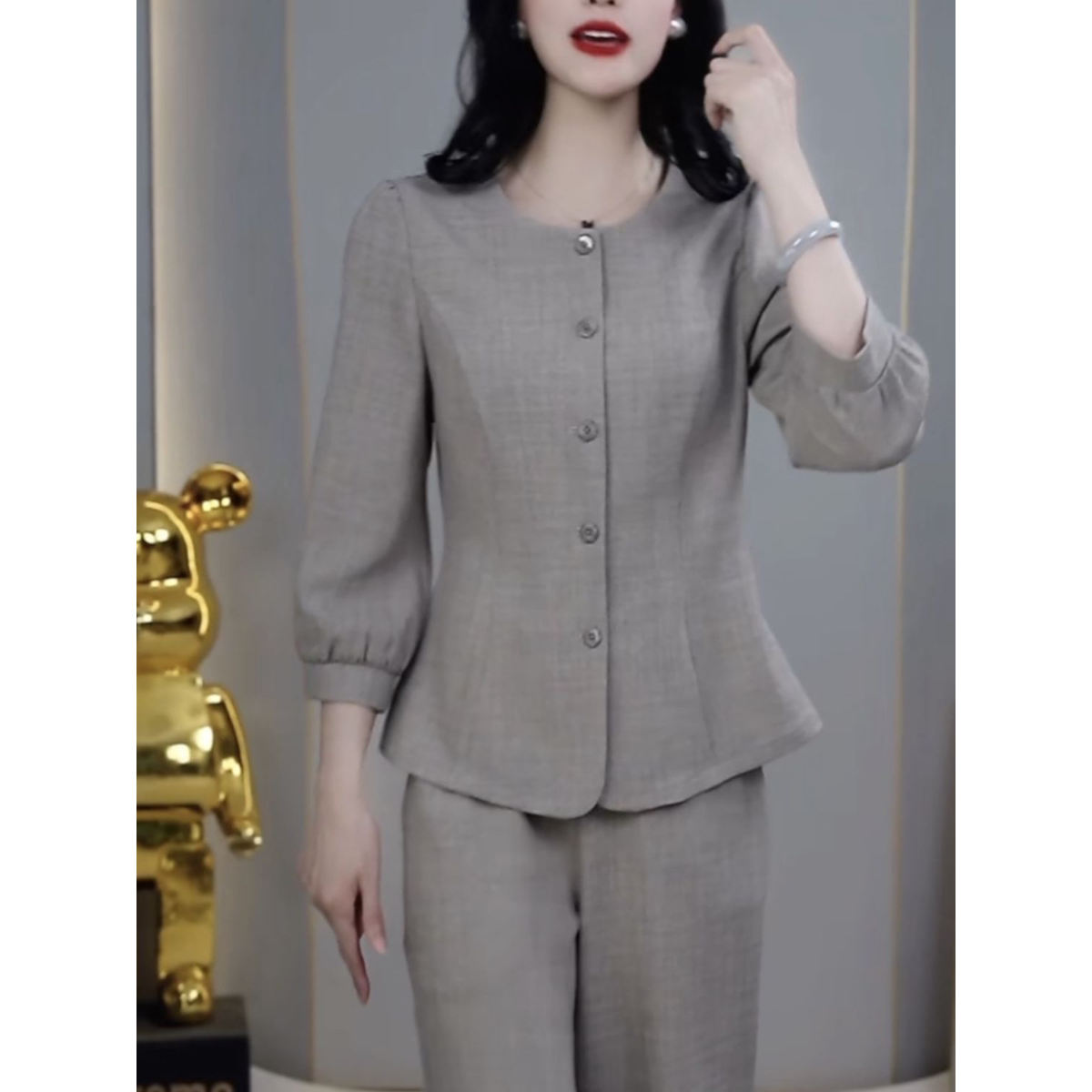 2026春季新款优雅洋气时尚套装高级TR气质休闲西装上衣+裤子套装