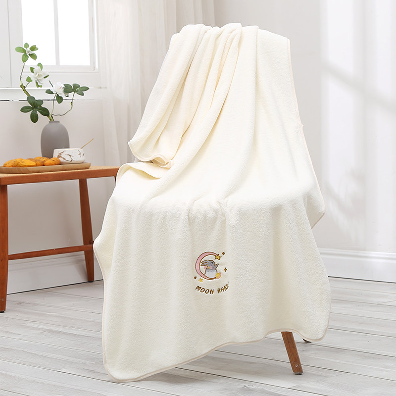 浴巾女珊瑚绒加厚成人吸水家用婴儿不易掉毛高档浴巾绣花月亮兔,居家布艺,浴巾,淘宝优惠券,粉丝福利购,淘宝优惠卷