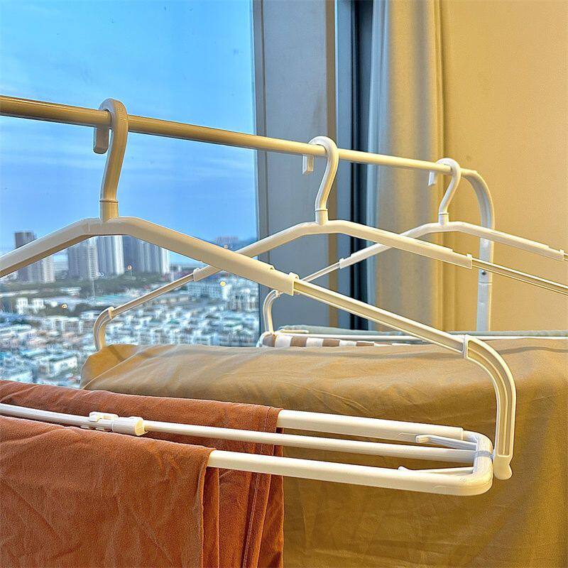 家用可伸缩衣架无痕防滑晒被子收纳架晾衣架挂衣服晒被子神器