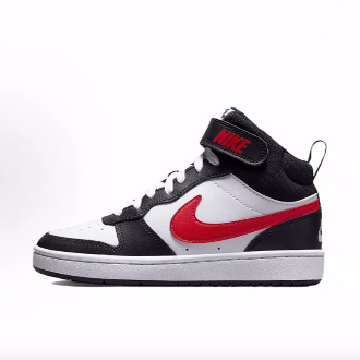 Nike Court Borough Mid 2  耐磨平衡 中帮 儿童板鞋 黑红蓝