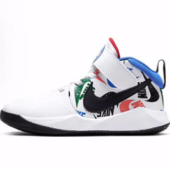 Nike Team Hustle D 9 减震耐磨透气 低帮 篮球鞋 白蓝红 中小童