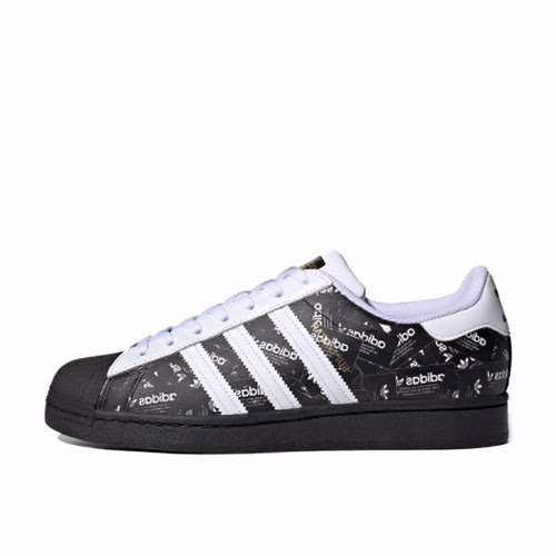 adidas originals SUPERSTAR 耐磨 低帮 板鞋 男女同款 黑亮白色