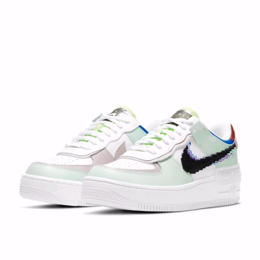 Nike AF1 Shadow SE 像素 低帮 板鞋 女款 白绿粉