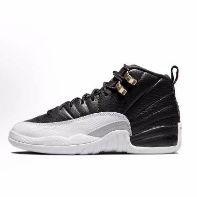 Jordan Air Jordan 12 Playoff 高帮 儿童篮球鞋 黑白色 青少年