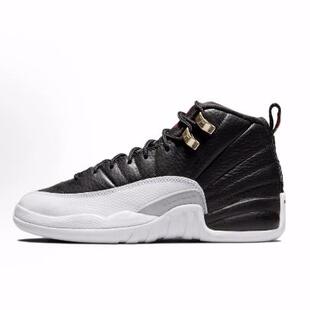 Jordan Air Jordan 12 Playoff 高帮 儿童篮球鞋 黑白色 青少年