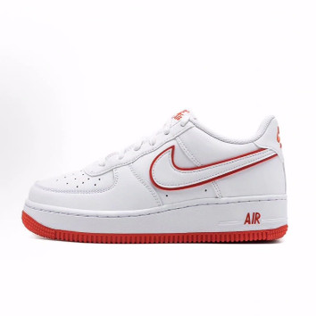 Nike Air Force 1 BG 合成革 舒适百搭 耐磨 低帮 儿童板鞋 白红