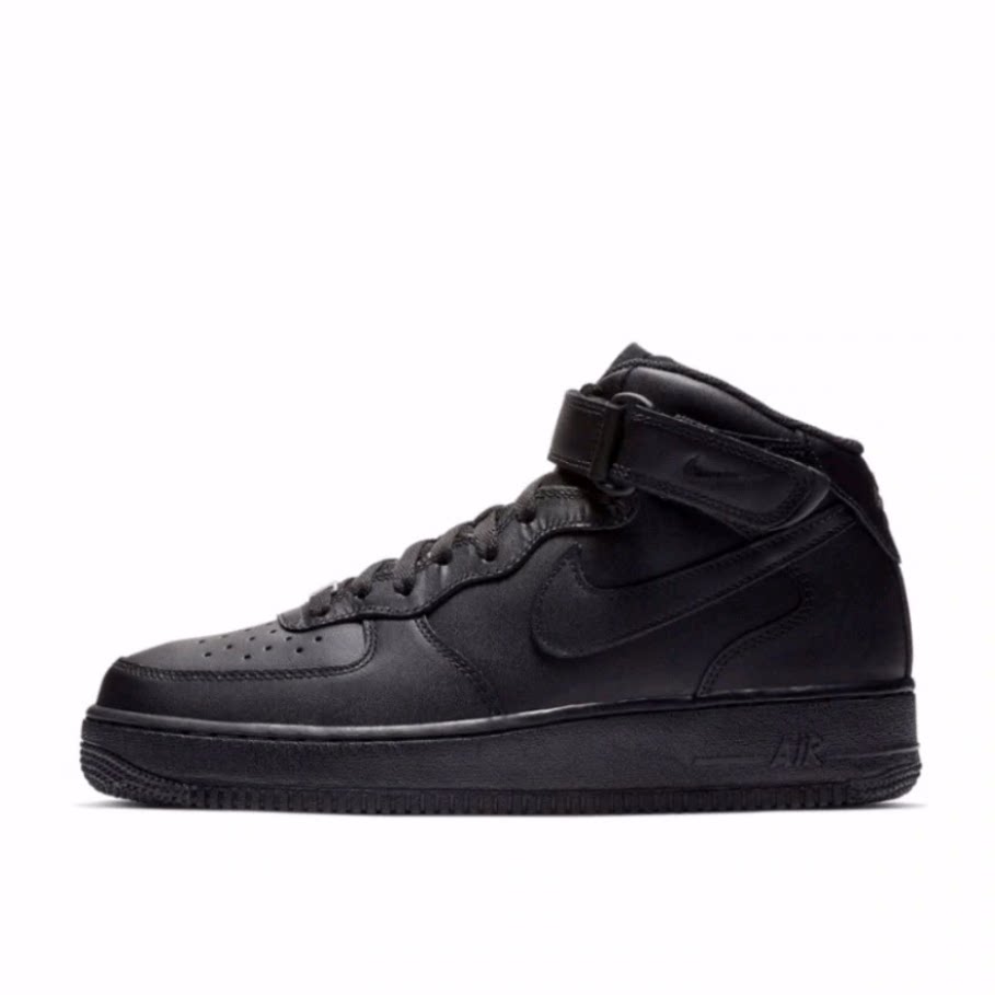 Nike Air Force 1 07 魔术贴 中帮 板鞋 男女同款 纯黑