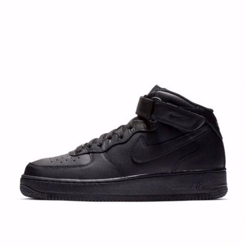 Nike Air Force 1 07 魔术贴 中帮 板鞋 男女同款 纯黑