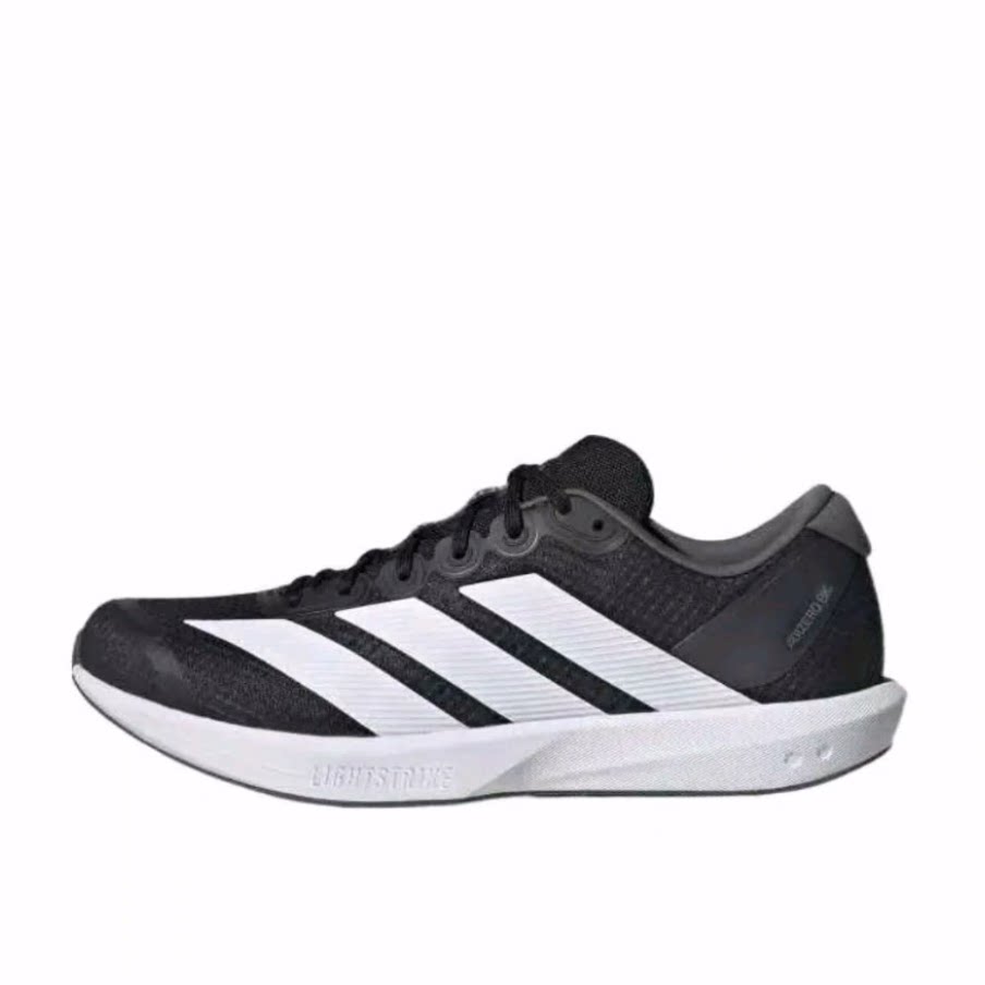 adidas Adizero 低帮 LightStrike 竞速跑步鞋 男女同款 黑白色