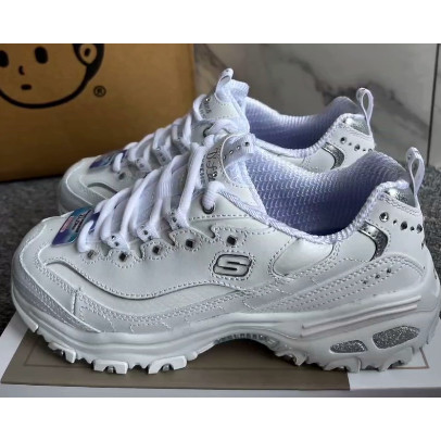 Skechers斯凯奇 DLITES 运动潮流复古 低帮 生活休闲鞋 女款 银白