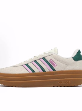 adidas VLCourt Bold T头鞋厚底 百搭舒适增高低帮德训鞋女款白色
