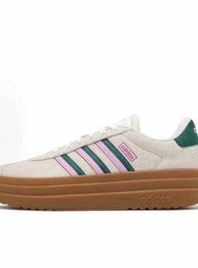 adidas VLCourt Bold T头鞋厚底 百搭舒适增高低帮德训鞋女款白色