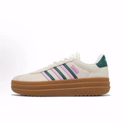 adidas VLCourt Bold T头鞋厚底 百搭舒适增高低帮德训鞋女款白色