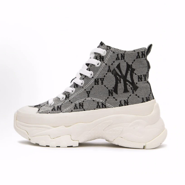 MLB Chunky High Mono 潮流复古舒适  高帮 帆布鞋 男女同款 灰色