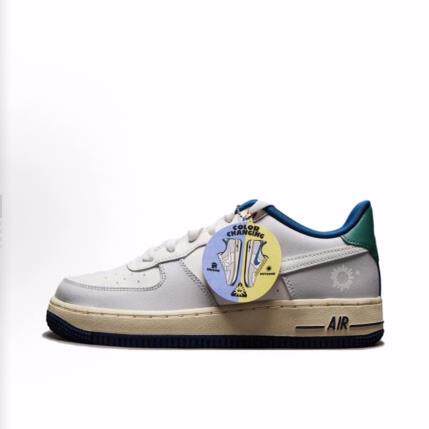 Nike Air Force 1 LV8 舒适百搭 低帮 儿童板鞋 灰白色 男女同款