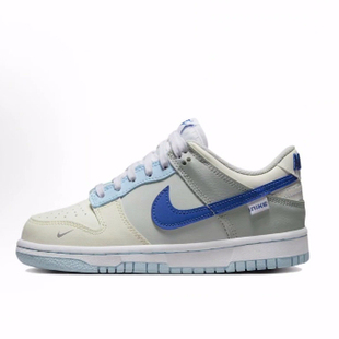 Nike Dunk Ivory Hyper Royal 皮革轻便耐磨 低帮儿童板鞋 海盐蓝