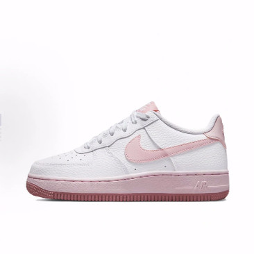 Nike Air Force 1 皮革 舒适休闲 减震耐磨 低帮 儿童板鞋 白粉色