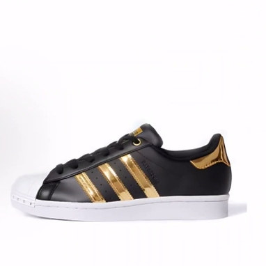 adidas originals Superstar系列 休闲 低帮 板鞋 女款 黑金