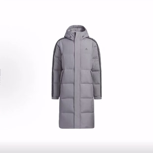 adidas 600蓬袖子条纹印花户外运动休闲长款羽绒服 男款