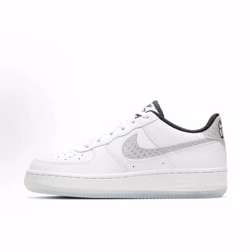 Nike Air Force 1 裸眼3D 减震耐磨 低帮 儿童板鞋 白灰