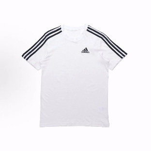 adidas M 3s Sj T 运动训练三条纹圆领印花短袖T恤 男款 白色