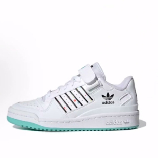 Low 耐磨 adidas 儿童板鞋 FORUM 低帮 白黑蓝 originals