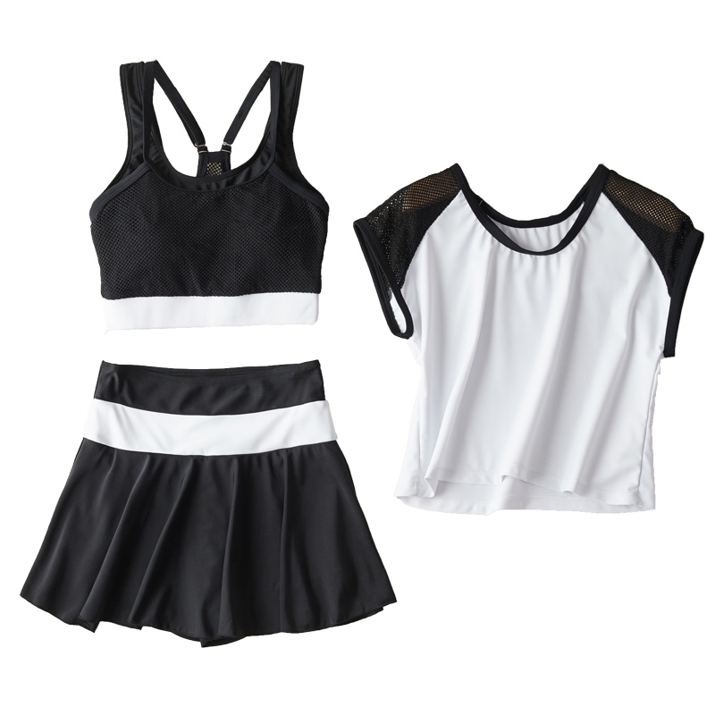 泳衣女分体式保守三件套2021新款夏韩国ins风遮肚显瘦游泳衣套装