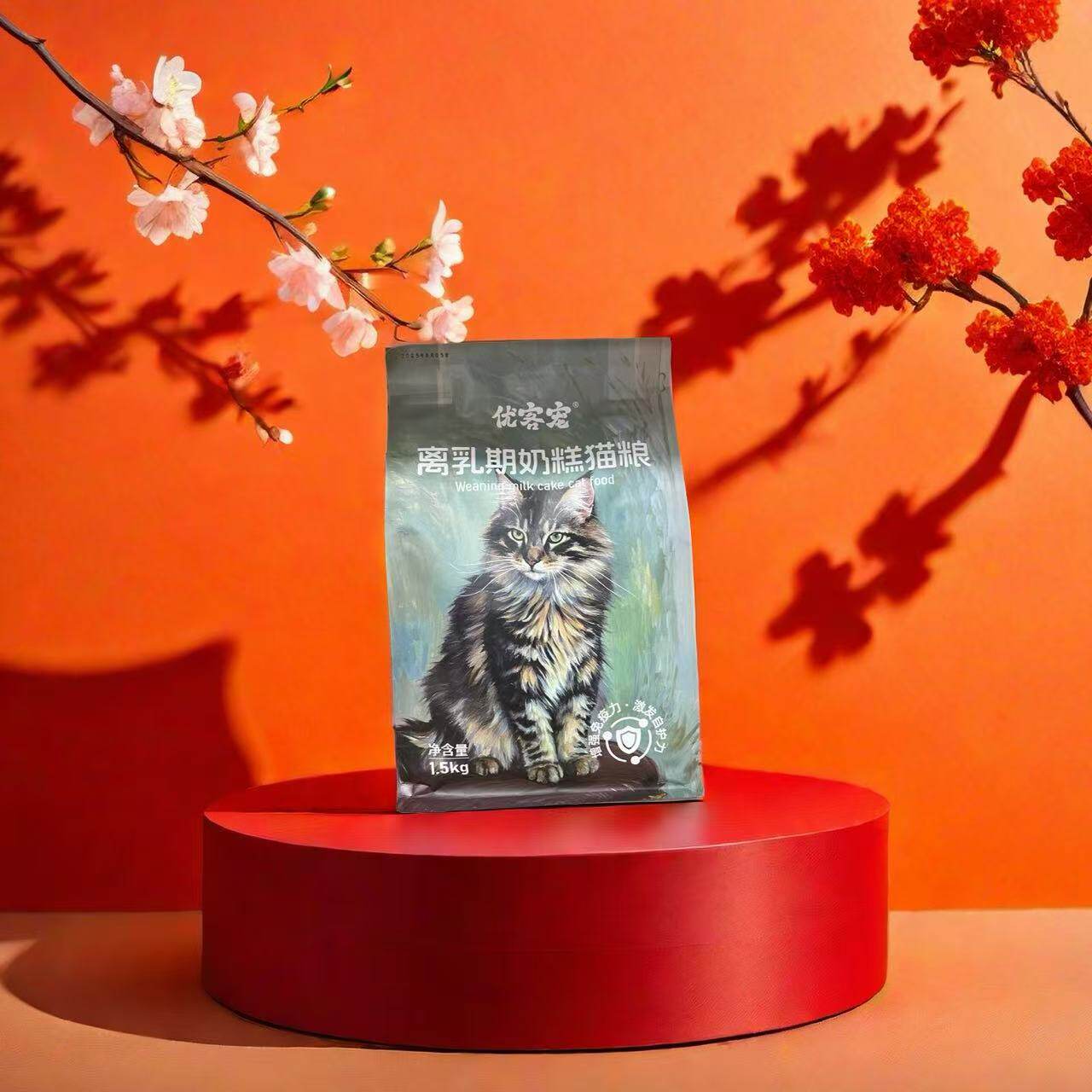 优客宠离乳期奶糕猫粮原装正品成幼猫全价1.5kg美毛 宠物猫咪专用