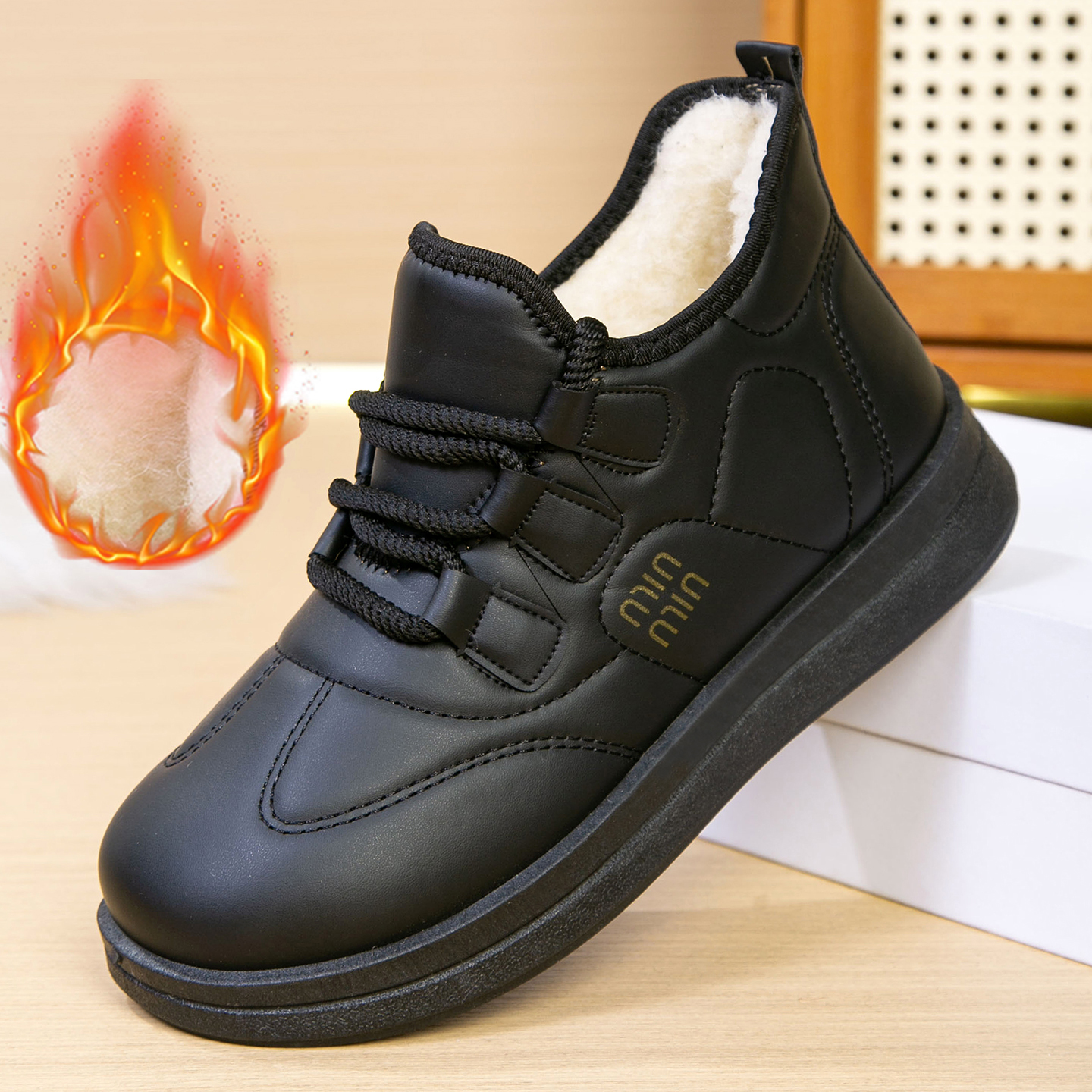 加绒加厚妈妈雪地靴老人保暖鞋