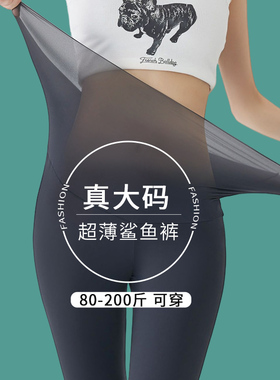 超薄鲨鱼裤2026新款女春夏大码胖MM200斤外穿瑜伽薄款打底奶皮裤