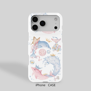 童话海豚梦幻粉海精灵少女适用于iPhone16ProMax轻薄15适用于14苹果13手机壳12不掉色11环保硬散热半包保护壳