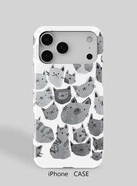 卡通猫咪简约可爱iPhone16Promax超薄15Pro轻便14Pro适用于苹果13个性12半包11菲林XRXSMAX手机壳678P