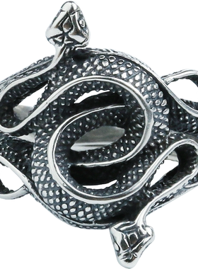 羿采个性潮人蛇饰品银男士戒指